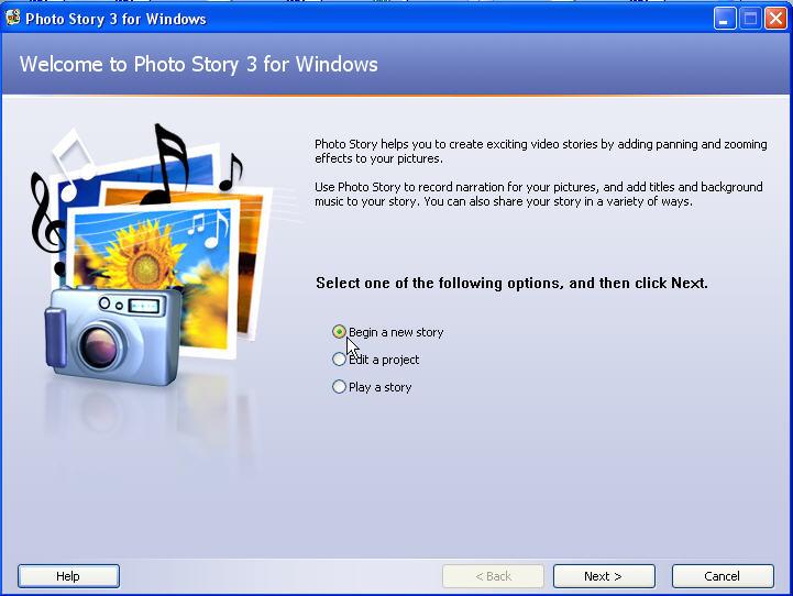 Getting started with Microsoft Photostory 3 This tutorial will take you through how to create a digital movie in FIVE BASIC STEPS.