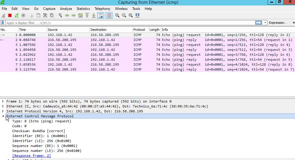 4. After the command is finished, return to Wireshark and stop the capture. 5.