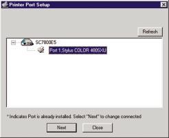 Instant EtherFast Series 11. The Printer Port Setup screen will appear again, displaying the printers which are now communicating with the PrintServer.