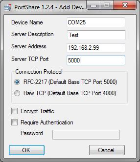 Creating a virtual COM/TCP port - example using PortShare When creating a virtual COM port, an alternative to using the software utility for the UCW232/WA- 232Bis using a COM port
