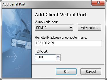 Creating a virtual COM/TCP port - example using Fabulatech Fabulatech COM port redirector is compatible with the and an excellent alternative to creating a virtual COM port.