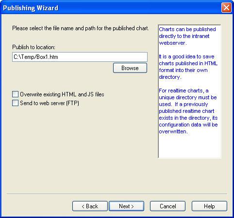 Publishing Options Figure 3. Clear the Overwrite existing htm file option to preserve HTM file modifications.