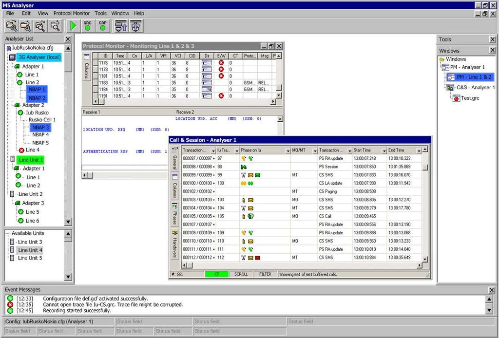 Call & Session Analysis > Advanced tracing and filtering of CS calls, PS sessions, handovers and other transactions.
