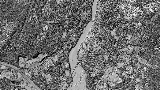 The resulting 8-bit greyscale raster image provides realistic terrain visualization. This layer is provided for both DTM and DSM datasets.
