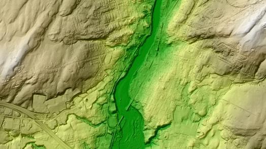 according to their value, and a Shaded Relief image, in which lighting enhances elevation and slope.