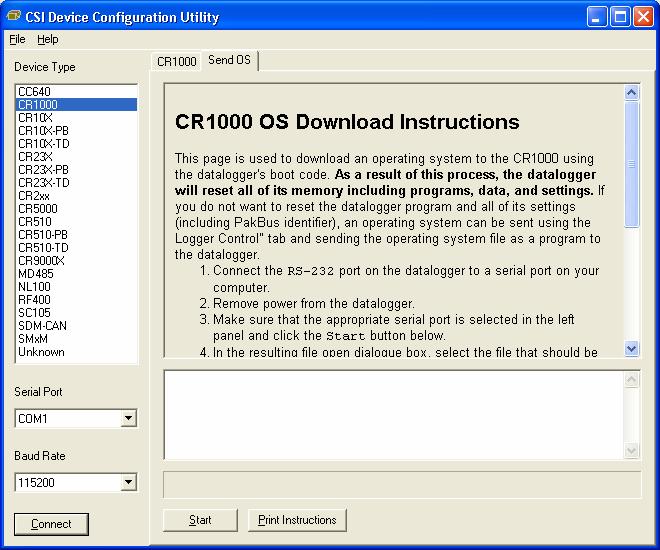 Section 8. CR1000 Configuration FIGURE 8.2-1. DevConfig OS download window for CR1000.