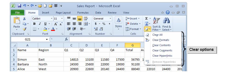 Auto Fill Options The Auto Fill options in Excel 2010, help you specify how a selected range of cells should be filled in with data.
