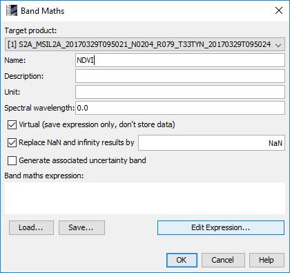 define name (e.g. NDVI ) and select Edit Expression... button.