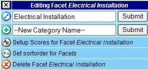 Modifying Facets or adding a Category From the Setting up Appraisal elements for Survey page shown below right click on the required facet entry and a window will open as shown below Close window