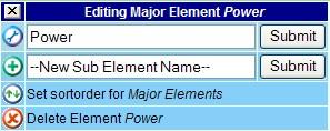 11.05 Major Elements Enter Major Element name in the New Major Element Name box and click add the Major Element. Repeat to add further Major Elements.