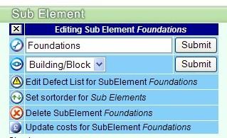 Menu box will appear. Select Edit Defect List for Sub Element Foundations 11.10.04 Setting Up Defects page Adding New Defect to List Enter a name for the defect.