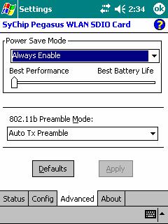 9 Figure 8 Advanced Settings Window 1.1.3.1 Information Field Power Save Mode Disable Choosing this option will disable the power save mode.
