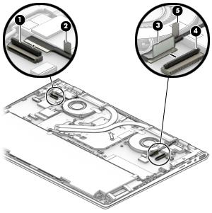 3. Release the adhesive support strip (3) that secures the display panel cable to the system board. 4.