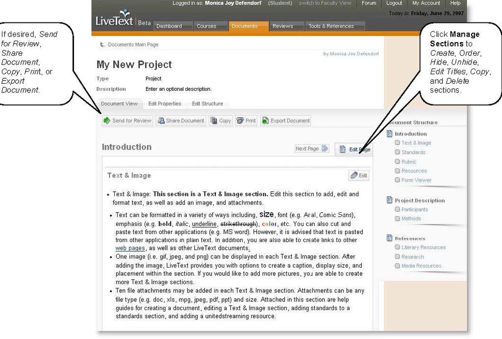 Changes in Editing Documents in the New Generation Please note the following changes between the current version or MyDesk version of LiveText and the New Generation.