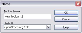 To customize toolbars: 1) In the Save In drop-down list, choose whether to save this changed toolbar for Calc or for a selected document. 2) In the section OpenOffice.