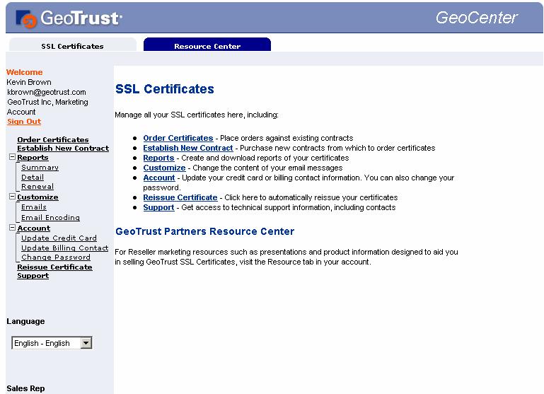 The SSL Certificates main webpage lks like the fllwing: 5.2.