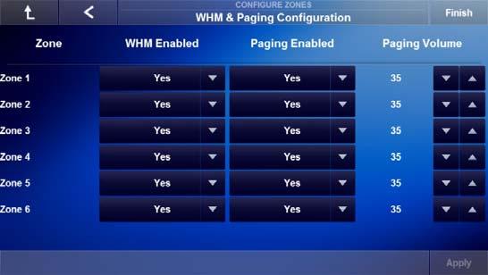 Configure Zones 6-4 Volume Defaults: This page is used for setting the MRC-6430 Line Out (Pre- Amp) Volume, Zone On Volume, and Max Zone Volume.