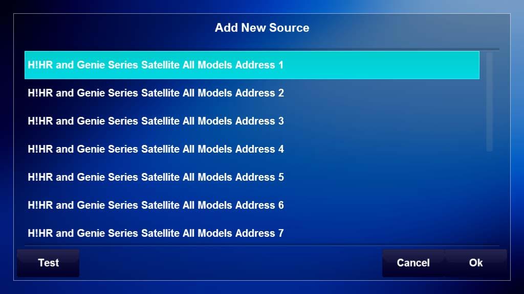 Configure Sources 4-8 5. This page shows all available manufacturers of Set Top Boxes in the Niles Auriel database. Use the scroll bar to the right to scroll down until you find DirecTV.