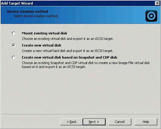 12. Use one of the options: Create new virtual disk creates a new hard disk image, while Mount existing virtual disk mounts