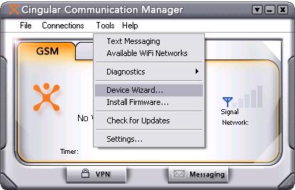 IMPORTANT In order to use your device with Communication Manager, you will need to have an appropriate Cingular Data Connect plan provisioned for the device and associated smartchip.