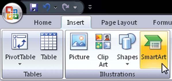 Figure 13.1 Communicate ideas using SmartArt diagrams. Creating SmartArt Diagrams To create a SmartArt diagram, choose the basic layout and then type the text to build the shape.
