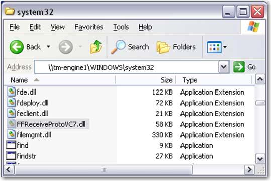 In Windows Explorer, open My Network Places and browse to the Interplay TransferManager server, and open the Windows\System32 (or SysWow64) folder. Paste the Telestream_Receiver.