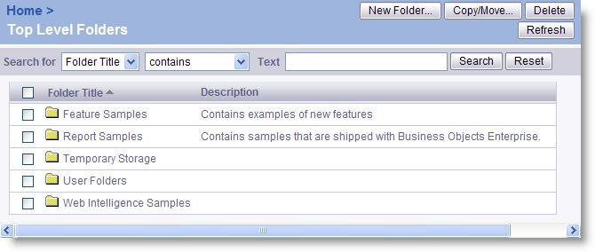 Lesson 4 - Folder Management Click on the Organize Folders button and you should see a list of the top level folders.