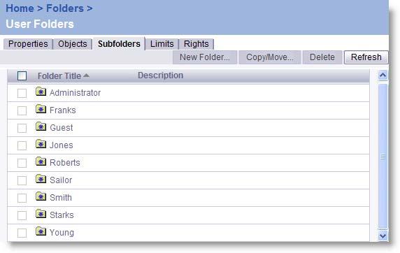 Our dialog would then look as follows: User Folders You will notice when we look at the Top Level Folders there is a folder named Users Folders.