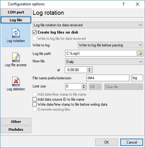 4.6.3 Log files 4.6.3.1 Log rotation Program use 15 The main function of USB HID Logger is logging data to a file (so-called, log file). The "Log rotation" tab has a rich set of options for it. (fig.