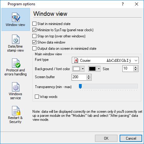 28 USB HID Logger Fig. 6.1.1 Window view setting You can set following parameters: Start in minimized state - at start USB HID Logger will automatically put its icon on panel near clock (SysTray fig.