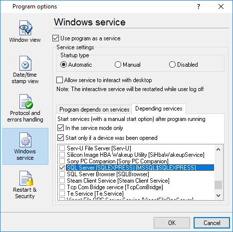 Program use 33 Fig. 6.4.2 Service icon in Systray If you use data bases or special drivers, before service run, these applications must be run.