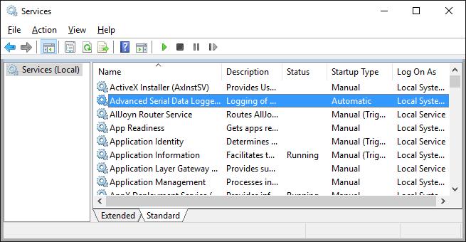 34 USB HID Logger Set on the target service at the "Services depend on ASDL" tab; Select mode when you need start these service; Restart USB HID Logger.