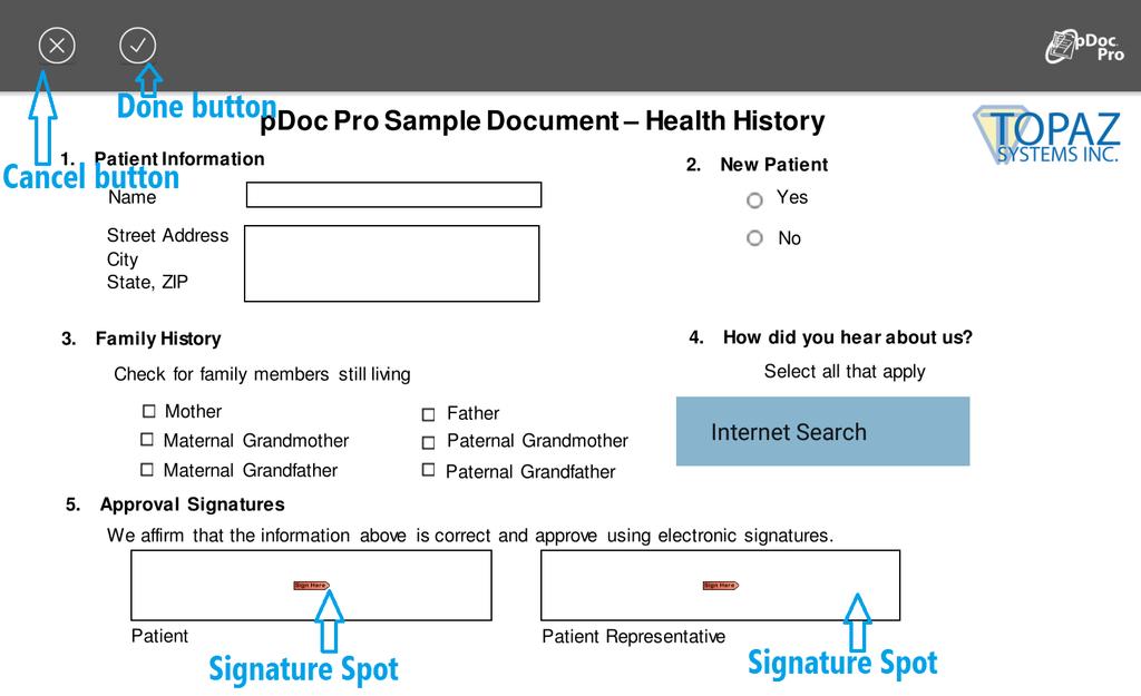 4.0 pdoc Signing Screen The following screenshot of the pdoc Signing Screen on the pdoc Pro Client