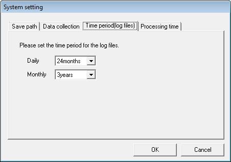 CHAPTER 4 SETUP FUNCTION (3) Time period(log files) This item sets the storage period of the collected logging files.
