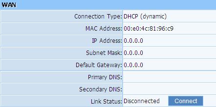 Figure 3-10 Connection Type: Display router s current connection type, It should be one of PPPoE, DHCP, Static IP, depending on what kind of connection type your ISP provides.