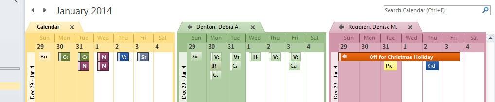 You can overlay any calendars you have in your navigation group in Day/Week/Workweek/Month views.