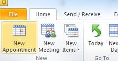 Appointment In Calendar, on the Home tab, in the New group, click New Appointment. You could also double click a time block in your calendar grid.