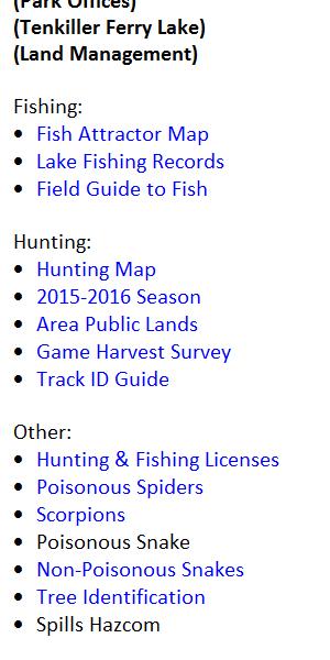 Land Management Some of the features in the Land Management tab include: All fish attractor maps for the lake, along with state records and size limits, license and fee info, and species