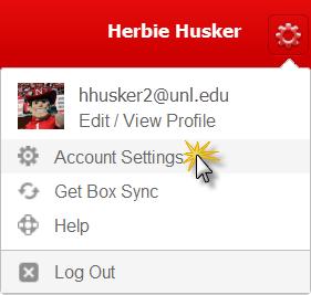 Click the gear icon in the right corner of the red header bar next to your name at the top of the page, then select Account Settings from the dropdown menu. 2.