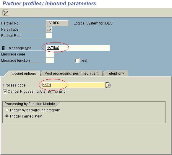 After creation of Partner profile we need add inbound parameter to the Partner Profile