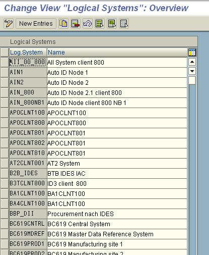 The Next screen shows list of Logical Systems if you have in your SAP servers.