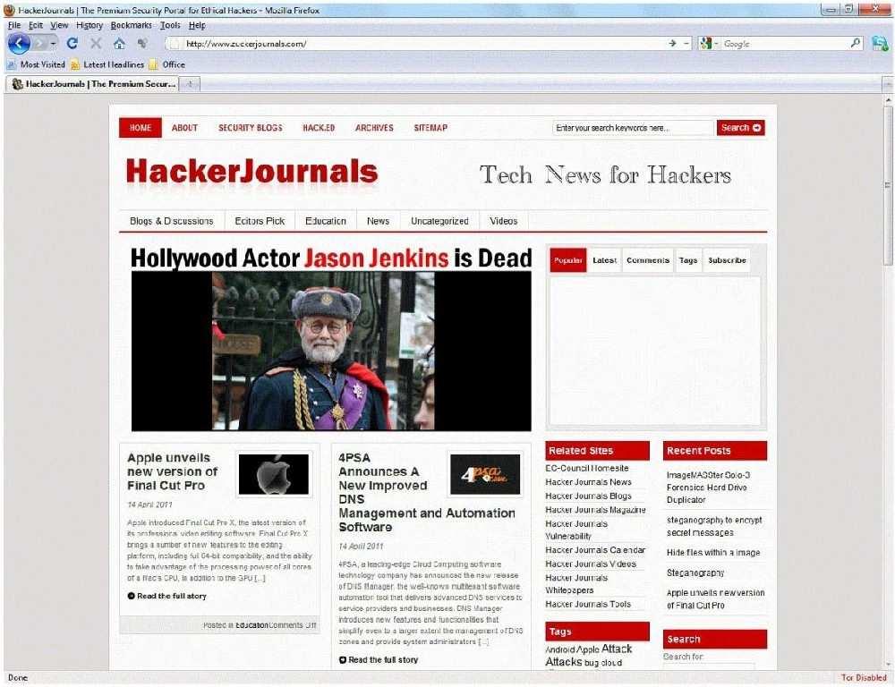 The website is clearly not WWW.HACKERJOURNALS.COM. It is obvious for many, but unfortunately some people still do not know what an URL is.