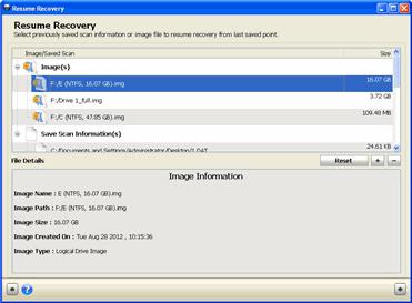 Using Image File 1. Run Stellar Phoenix Photo Recovery. Click Resume Recovery button. 2. In the Resume Recovery screen, click [+] in button. Open Scan File dialog box is displayed.