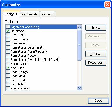 Custom Toolbars You can edit built-in menu bars, shortcut menus, and toolbars or you can create custom versions using the Customize Dialog Box.