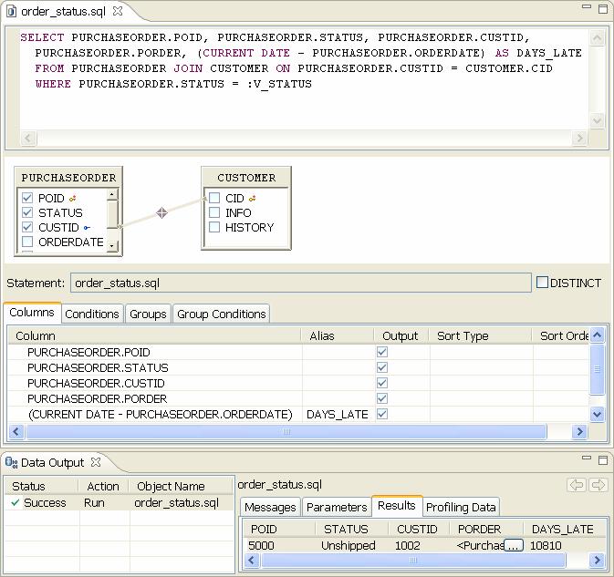 Data Studio Administration SQL Visually build SQL queries Analyze query results and access plans (DB2) Improve query