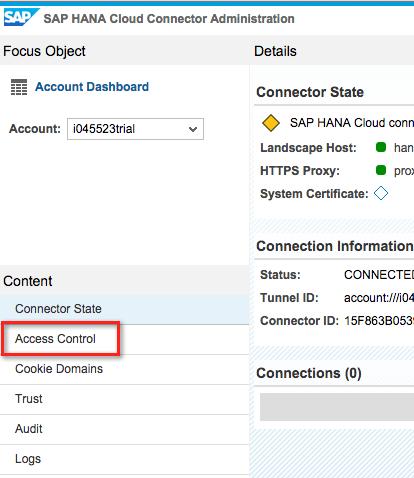 required ( 4.3 Configure backend connections in the HANA Cloud Connector 1.