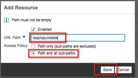 Add the resource and click on Save Parameter URL Path Access Policy Value