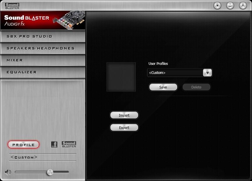 Sound Blaster Audigy Fx Control Panel Managing Your Profiles Click the button to display the Profiles pane.
