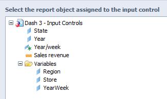 Creating an Input Control Move to a report page to be filtered Click on the Input
