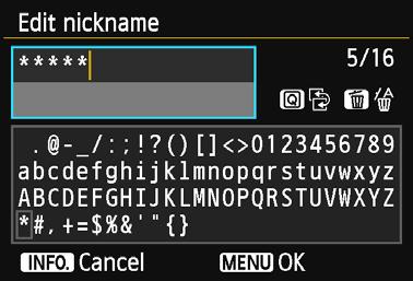 Registering a Nickname Virtual Keyboard Operation Switching to other input areas To switch between top and bottom input areas, press the <Q> button.